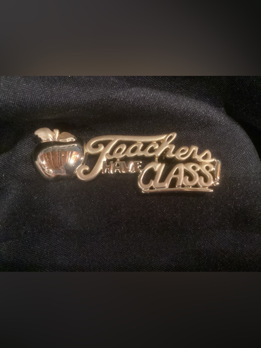Vintage AJC (American Jewelry Company) "Teachers Have Class" gold-tone brooch